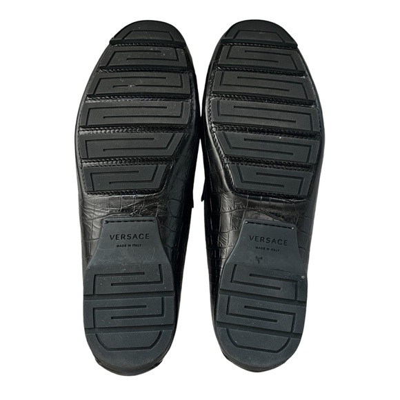 NEW VERSACE MENS LEATHER EMBOSSED DRIVING LOAFER GOLD MEDUSA DETAIL - Picture 7 of 7